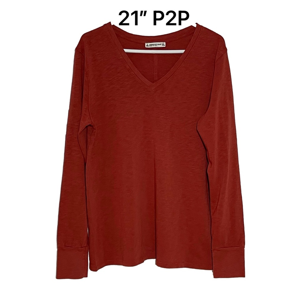 American Giant Women’s V-neck LS T-shirt, XL